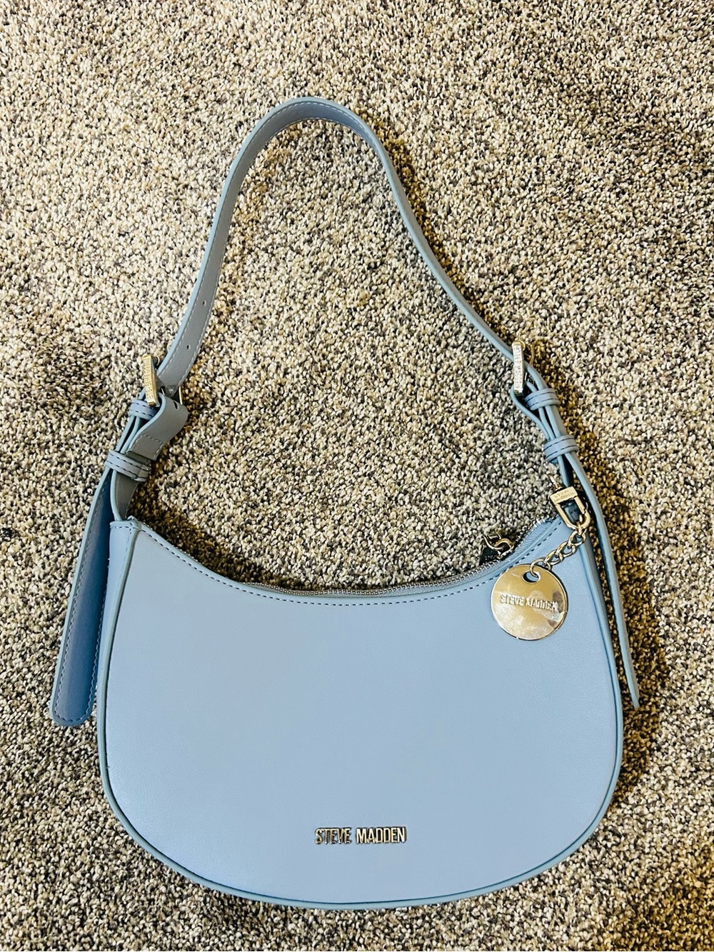 Steve Madden Pastel Blue Shoulder Bag with Logo Charm